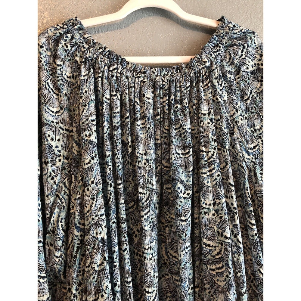 Terra & Sky Womens Tunic Top 1X 3/4 Sleeve Blue Depths Butterfly Boho Cottage - Picture 11 of 12